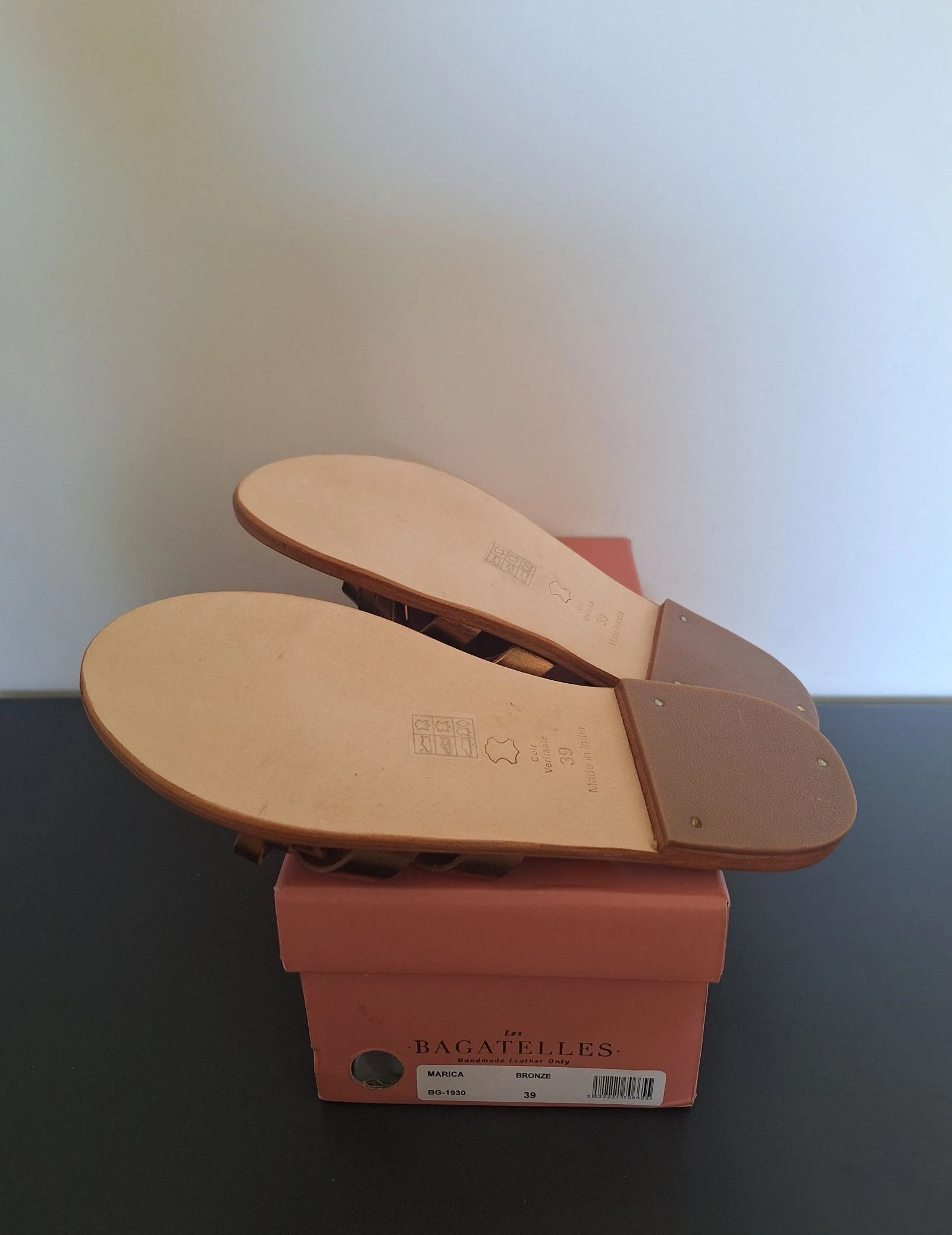 Les Bagatelles sandálias / chinelas de couro bronze / marrom tamanho 39 – photo 7